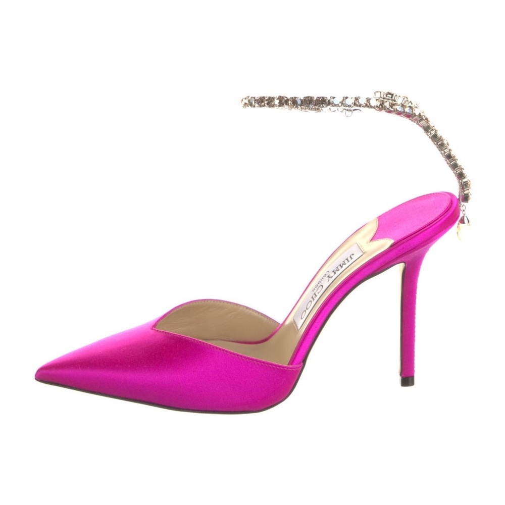 Jimmy Choo Pink Stiletto Heels with Rhinestone